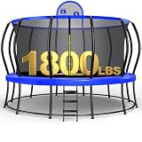 Zupapa 1800LBS Capacity No-Gap Design Trampoline with Safety Enclosure Net and Non-Slip Ladder